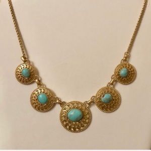 New Lucky Brand Turquoise and Gold Toned Necklace
